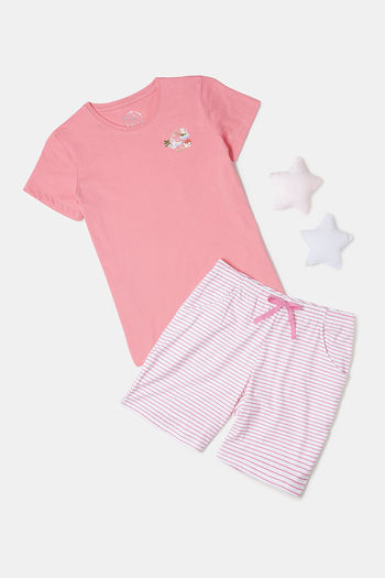 Buy Jockey Cotton Sleep Shorts - White Pink